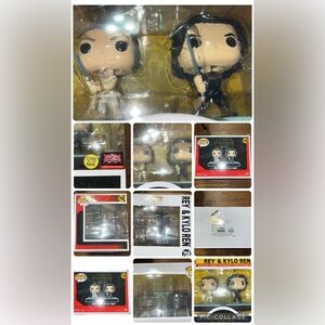 Funko Pop Limited Edition Disney Stars Wars Glow In The Dark Rey & Kylo Ren Set